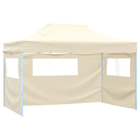 Vidaxl Faltzelt Popup mit 4 Seitenwänden 3x4,5 M Creme Weiß
