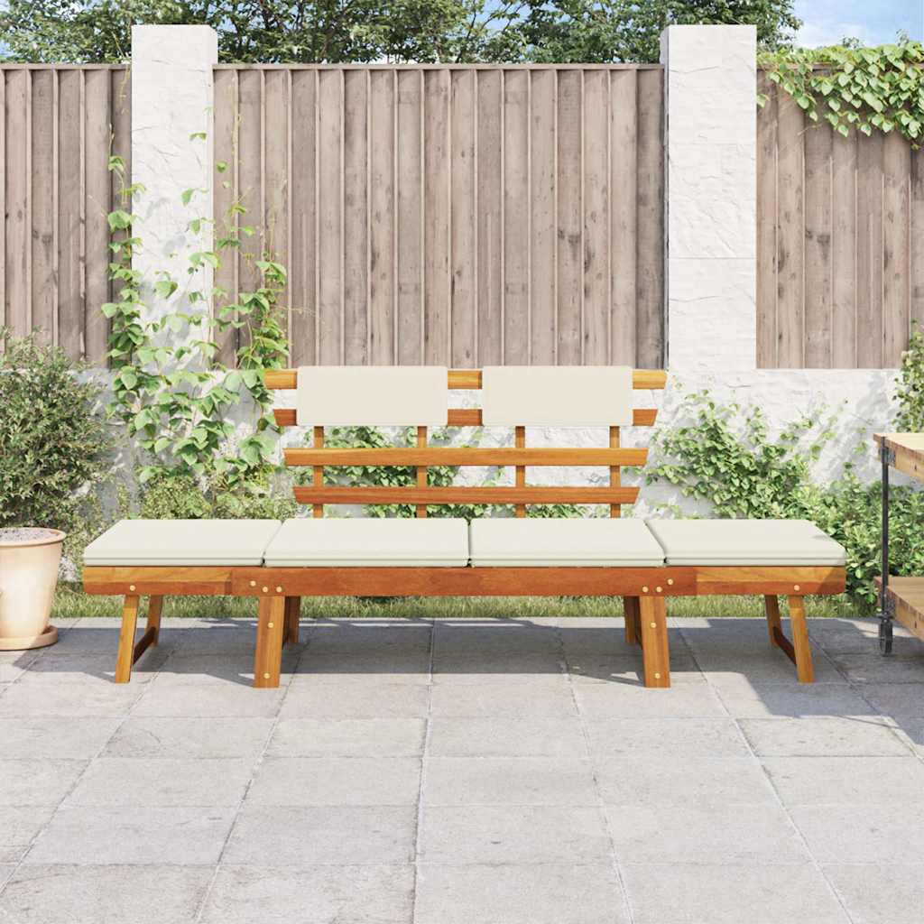 Vidaxl tuinbank met kussens 2-in-1 190 cm massief acaciahout