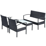Vidaxl 4-delige loungeset met kussens poly rattan zwart