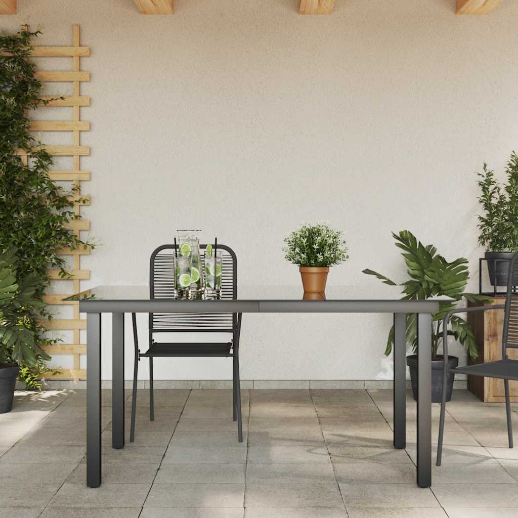 Vidaxl tuintafel 150x90x74 cm aluminium en glas zwart
