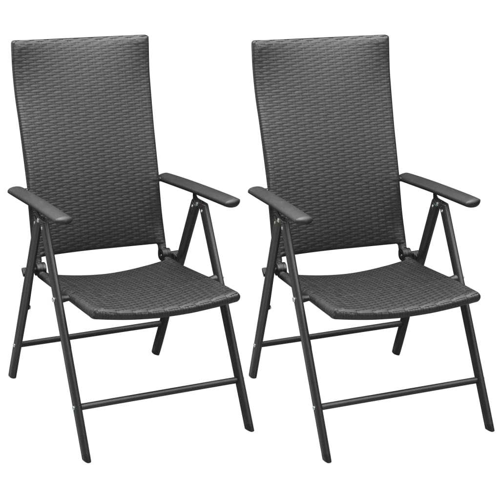 Vidaxl stapelbare klapstoelen (2 stuks) van zwart polyrotan