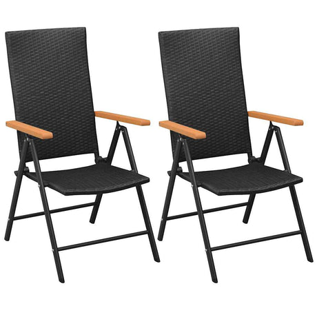 Vidaxl stapelbare klapstoelen (2 stuks) van zwart polyrotan