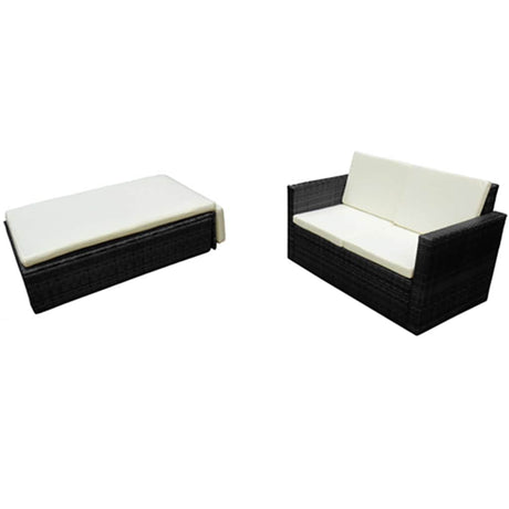 Vidaxl 2-delige loungeset met kussens poly rattan zwart