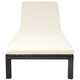 Vidaxl ligbed met kussen poly rattan zwart