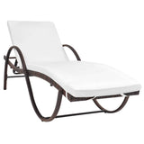 Vidaxl ligbed met kussen en tafel poly rattan bruin