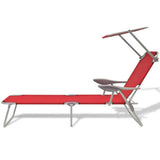 Vidaxl ligbed met luifel staal rood