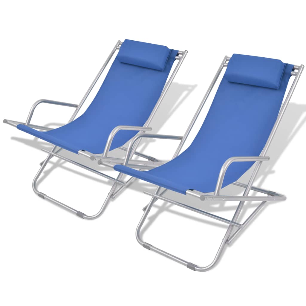 Vidaxl terrasstoelen verstelbaar 2 st staal blauw