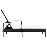 Vidaxl ligbed met kussen poly rattan zwart