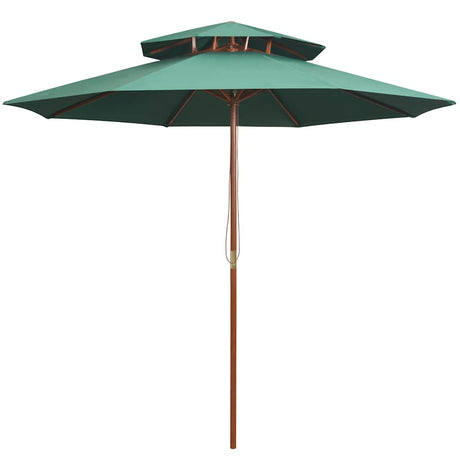Vidaxl Double Decker Parasol 270x270 cm Holzstange Grün