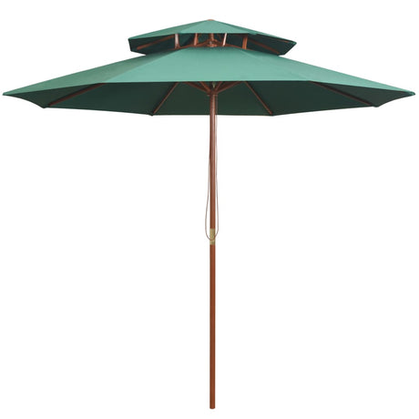 Vidaxl Double Decker Parasol 270x270 cm Holzstange Grün