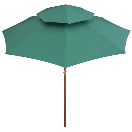 Vidaxl Double Decker Parasol 270x270 cm Holzstange Grün