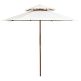Vidaxl Double Decker Parasol 270x270 cm Holzstangencreme weiß