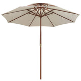 Vidaxl Double Decker Parasol 270x270 cm Holzstangencreme weiß