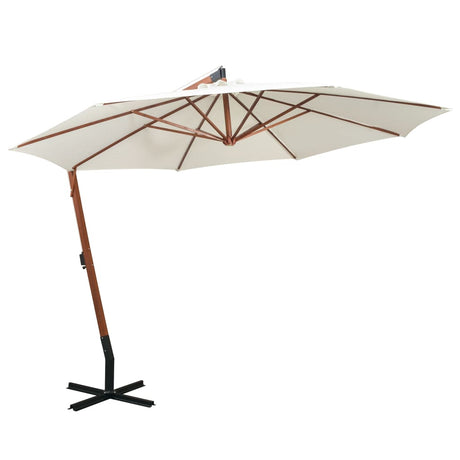 Vidaxl schwimmend Parasol mit Holzstange 350 cm weiß