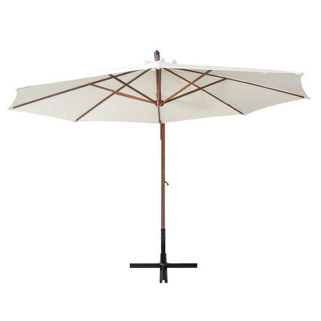 Vidaxl schwimmend Parasol mit Holzstange 350 cm weiß