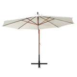 Vidaxl schwimmend Parasol mit Holzstange 350 cm weiß