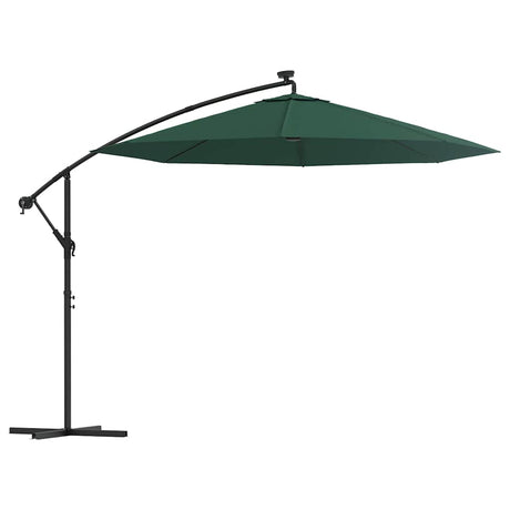 Vidaxl -schwimmendes Parasol mit LED -Beleuchtung und Metallpol 300 cm Grün
