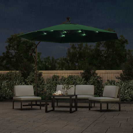 Vidaxl -schwimmendes Parasol mit LED -Beleuchtung und Metallpol 300 cm Grün