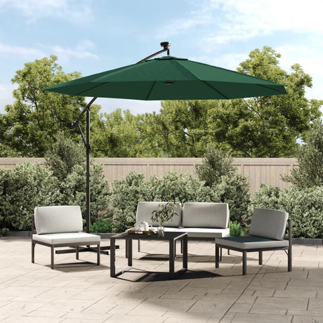 Vidaxl -schwimmendes Parasol mit LED -Beleuchtung und Metallpol 300 cm Grün