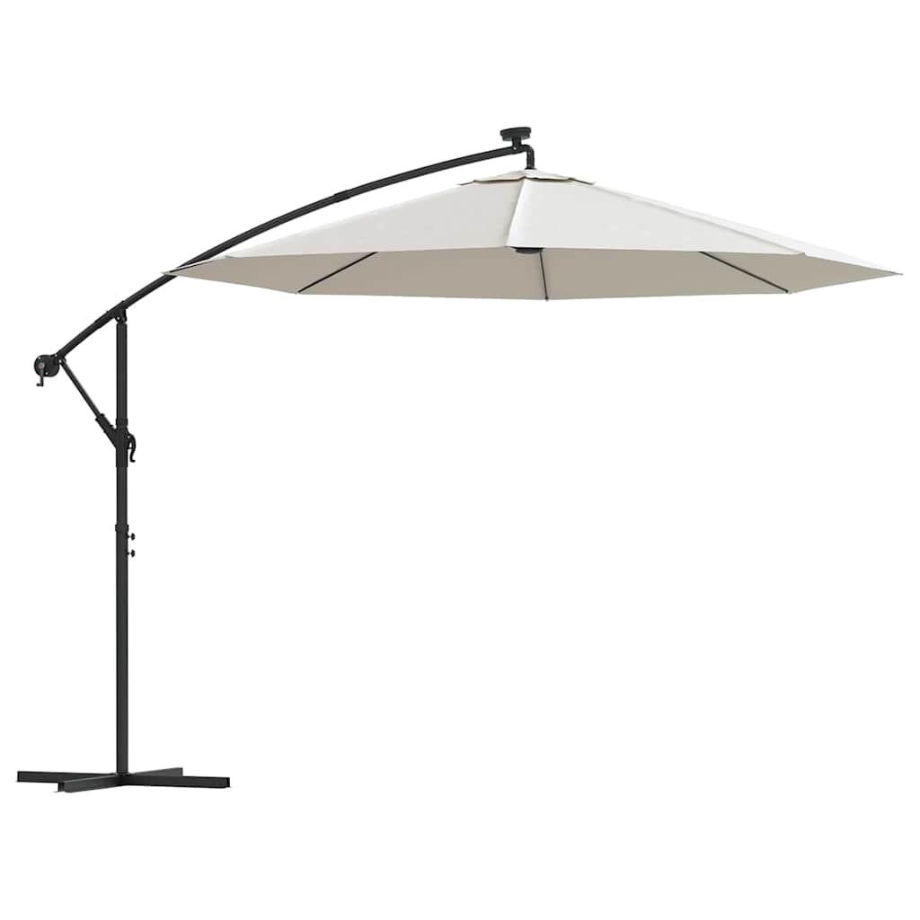 Vidaxl -schwimmendes Parasol mit LED -Beleuchtung und Metallstast 300 cm Sand
