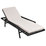 Vidaxl ligbed met kussen poly rattan zwart