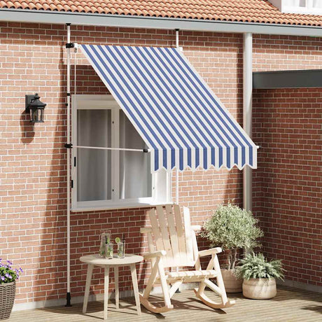 Vidaxl Luifel erstreckt sich manuell 150 cm blau und weiße Streifen