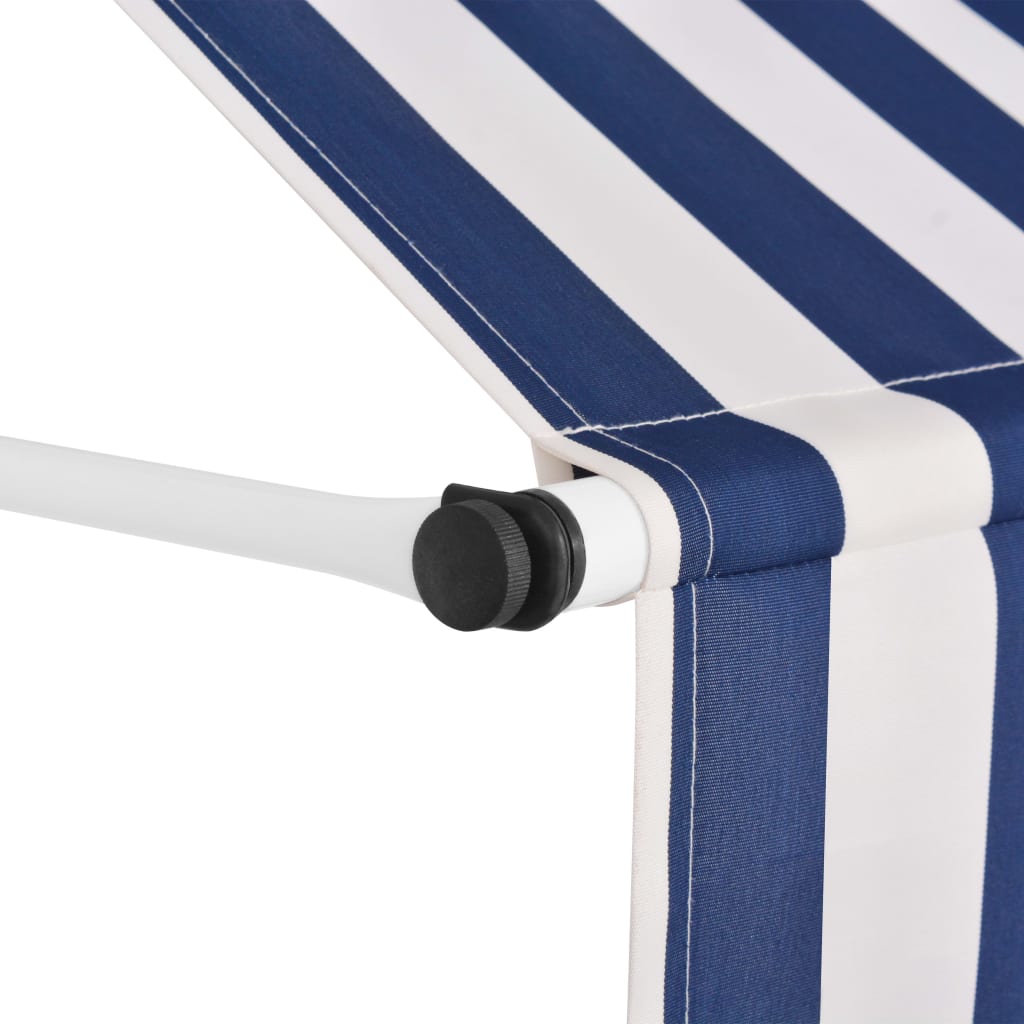 Vidaxl Luifel erstreckt sich manuell 200 cm blau und weiße Streifen
