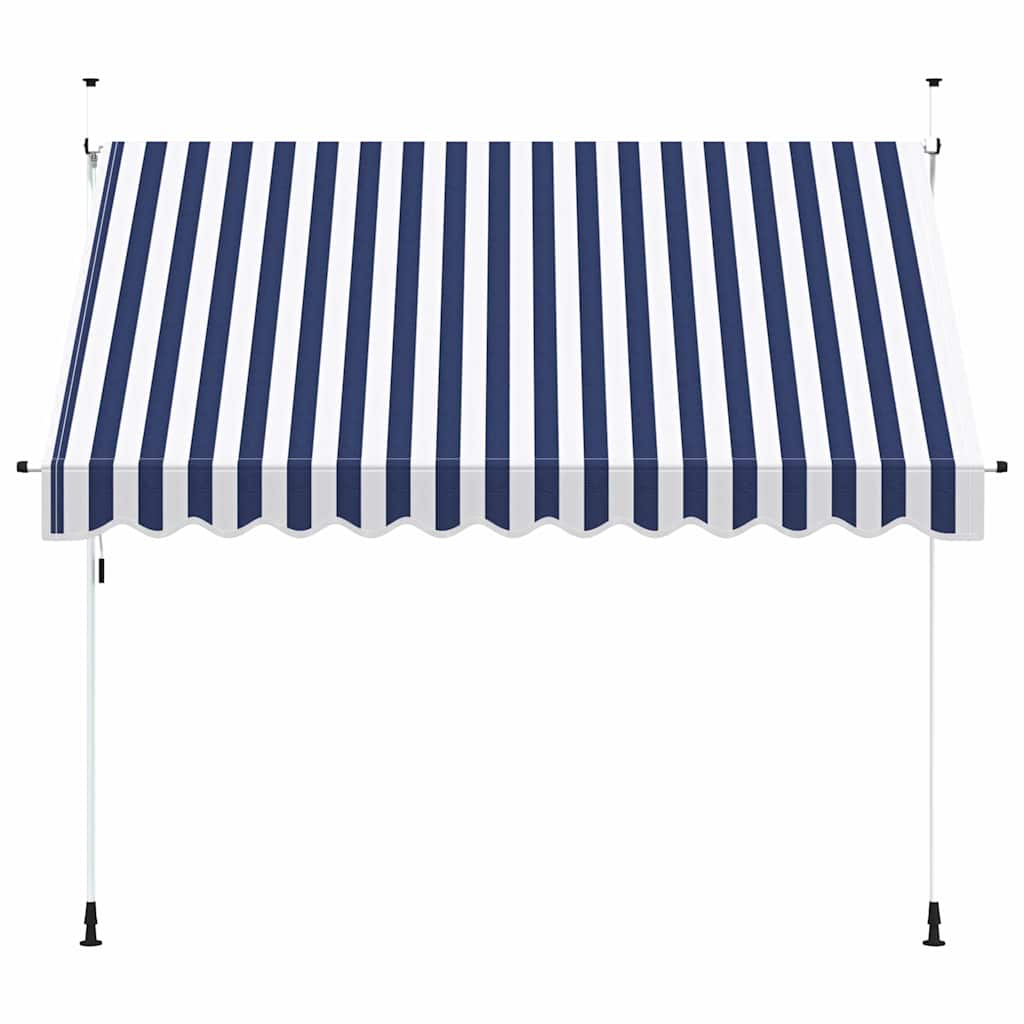Vidaxl Luifel erstreckt sich manuell 300 cm blau und weiße Streifen