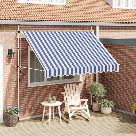 Vidaxl Luifel erstreckt sich manuell 300 cm blau und weiße Streifen
