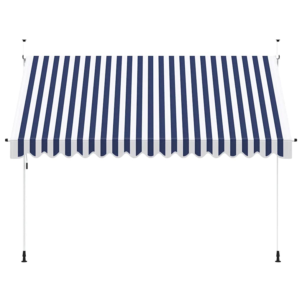 Vidaxl Luifel erstreckt sich manuell 350 cm blau und weiße Streifen