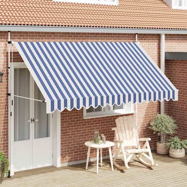 Vidaxl Luifel erstreckt sich manuell 350 cm blau und weiße Streifen