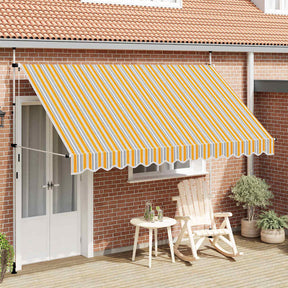 Vidaxl Luifel erstreckt sich manuell 350 cm gelb und blaue Streifen