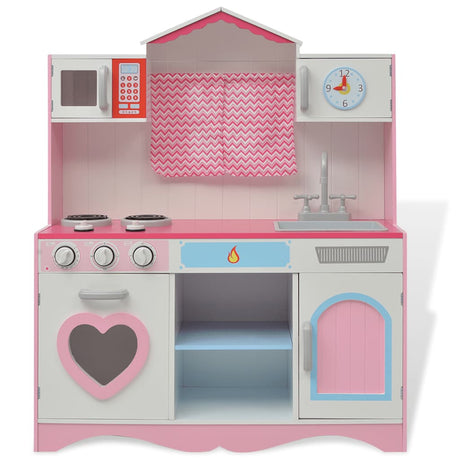 Vidaxl Spielzeugküche Rosa und Weiß 82x30x100 cm Holz