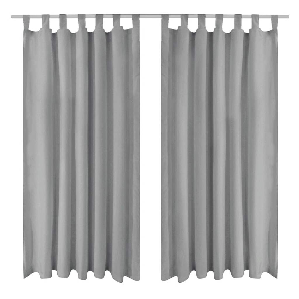 VIDAXL-Mikrosatinvorhänge mit Schleifen 140x175 cm grau 2 PCs