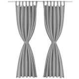 VIDAXL-Mikrosatinvorhänge mit Schleifen 140x175 cm grau 2 PCs