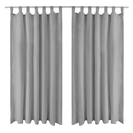 VIDAXL-Mikrosatinvorhänge mit Schleifen 140x225 cm grau 2 PCs