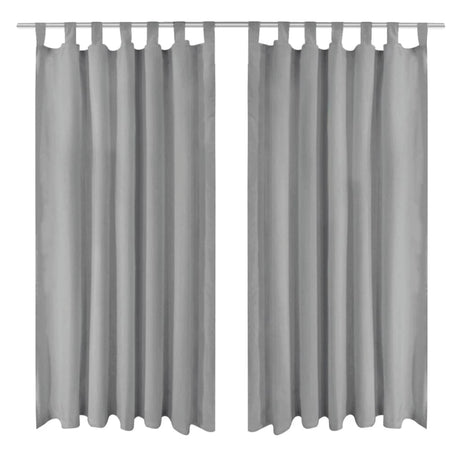 VIDAXL-Mikrosatinvorhänge mit Schleifen 140x225 cm grau 2 PCs