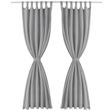 VIDAXL-Mikrosatinvorhänge mit Schleifen 140x225 cm grau 2 PCs