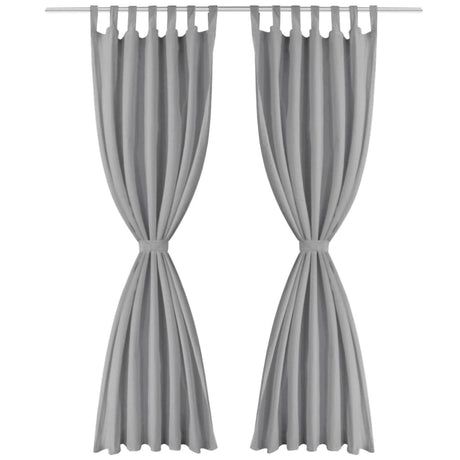 VIDAXL-Mikrosatinvorhänge mit Schleifen 140x225 cm grau 2 PCs