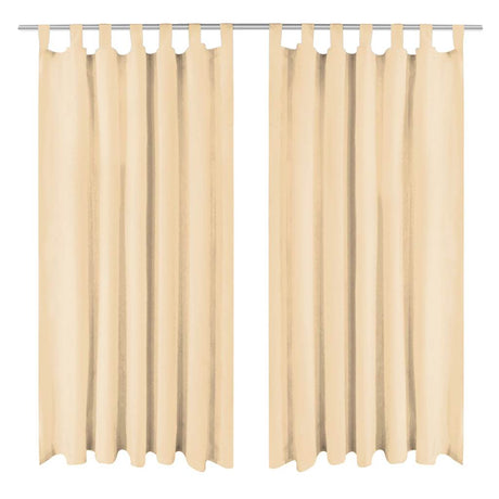 Vidaxl-Mikrosatinvorhänge mit Schleifen 140x225 cm Beige 2 PCs