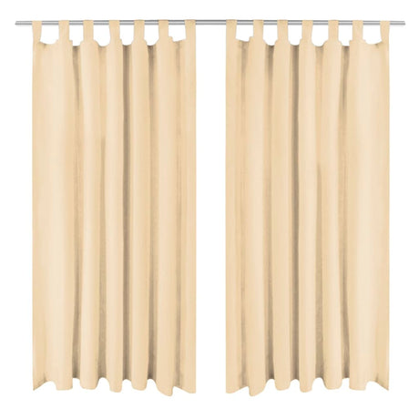 VIDAXL-Mikrosatinvorhänge mit Schleifen 140x245 cm Beige 2 PCs