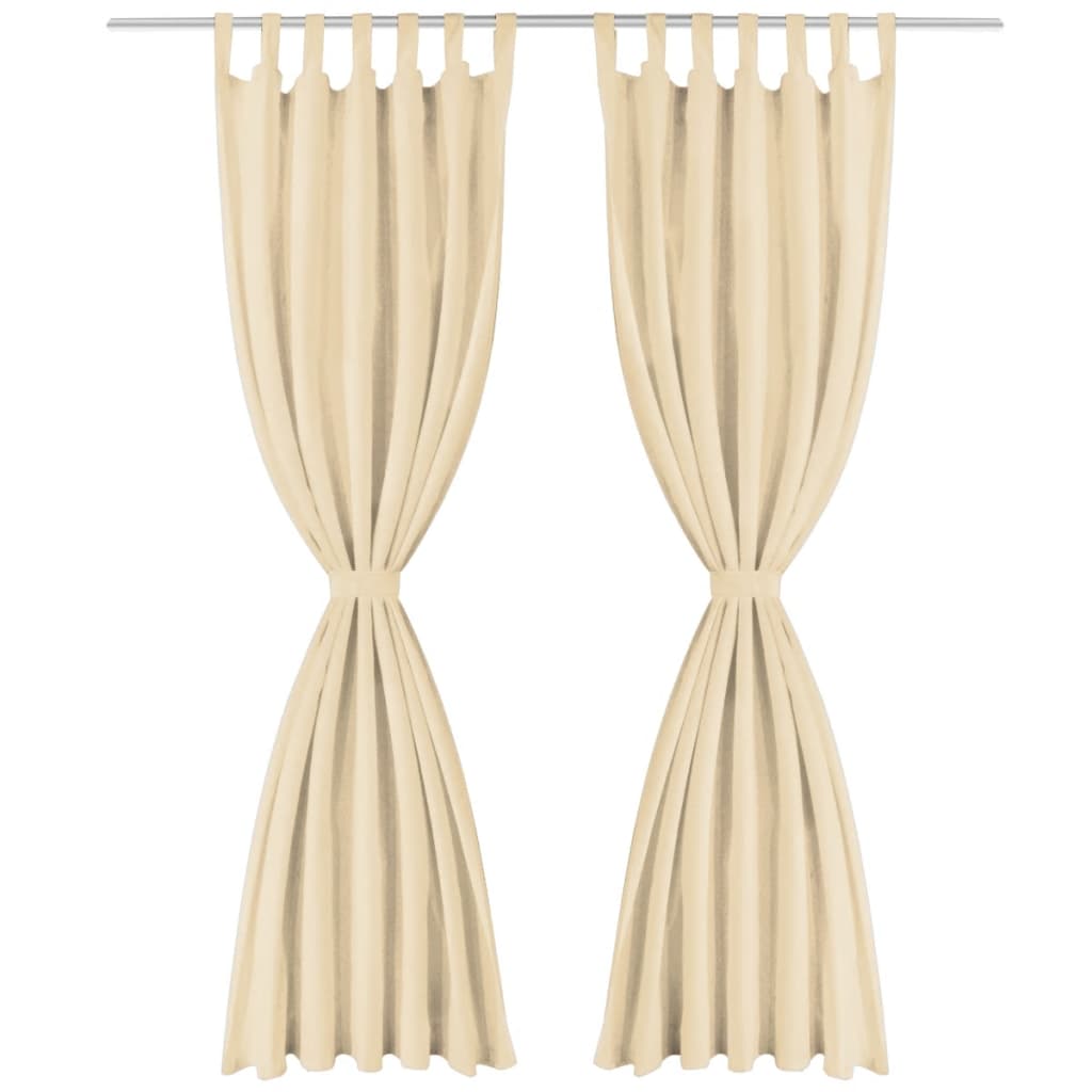 VIDAXL-Mikrosatinvorhänge mit Schleifen 140x245 cm Beige 2 PCs