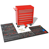 Vidaxl -Werkzeugwagen mit 1125 Werkzeugen Stahlrot