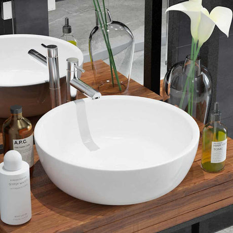VIDAXL WASHBAIN RUND WHITE 42x12 cm Keramik