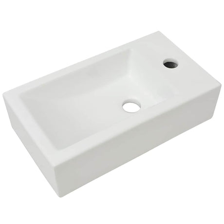 VIDAXL -WASHBAIN mit rechteckiger weißer Kranloch 46x25,5x12 cm Keramik