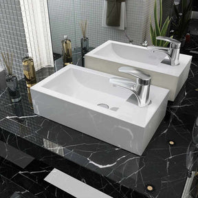 VIDAXL -WASHBAIN mit rechteckiger weißer Kranloch 46x25,5x12 cm Keramik