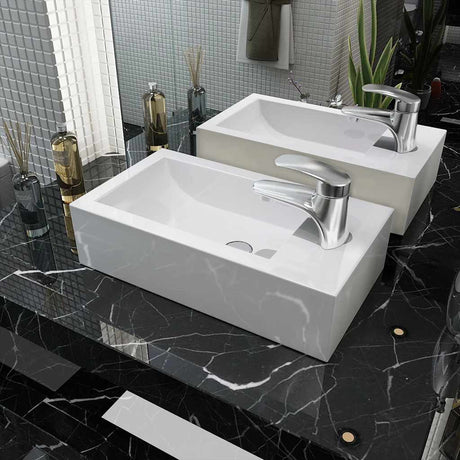 VIDAXL -WASHBAIN mit rechteckiger weißer Kranloch 46x25,5x12 cm Keramik