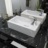 VIDAXL -WASHBAIN mit rechteckiger weißer Kranloch 46x25,5x12 cm Keramik