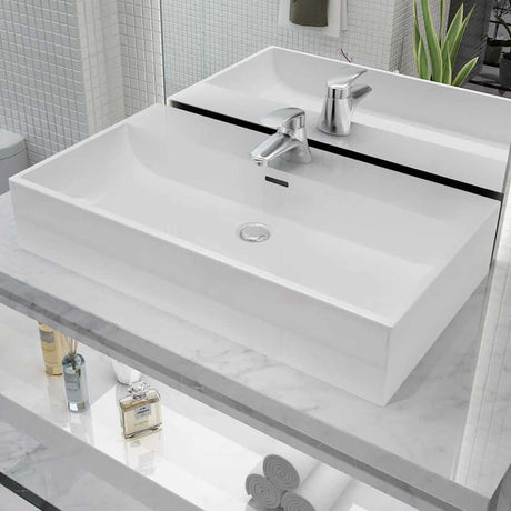 VIDAXL WASHBAIN mit Taphole White 76x42.5x14,5 cm Muermiek
