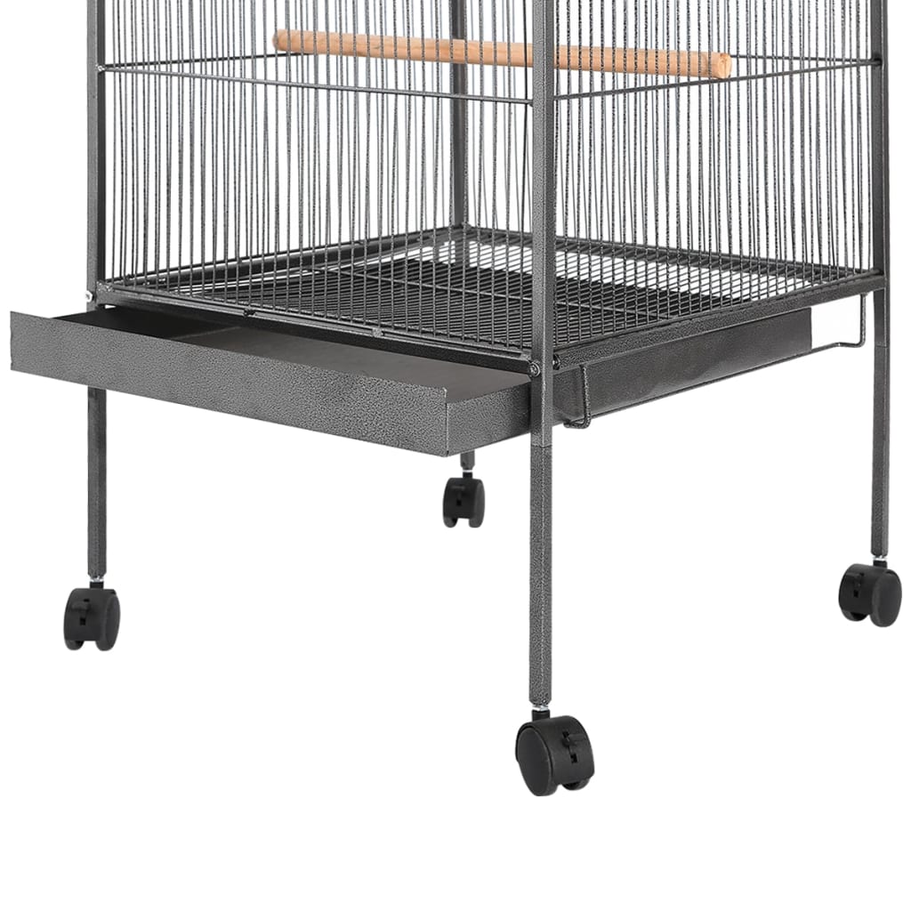 Vidaxl -Vogelkäfig mit Dachstahl schwarz 66x66x155 cm